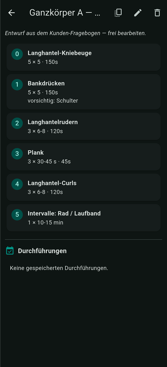 TrainHub – Trainingsplan